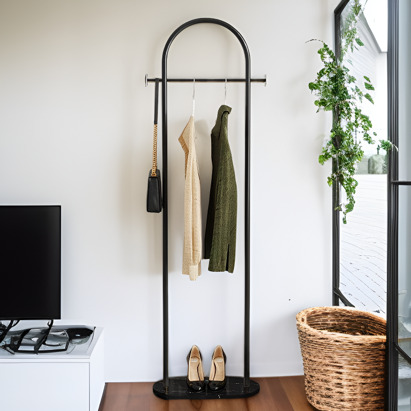 Modern Simple Iron Garment Rack for Long Coats and Clothes Storage