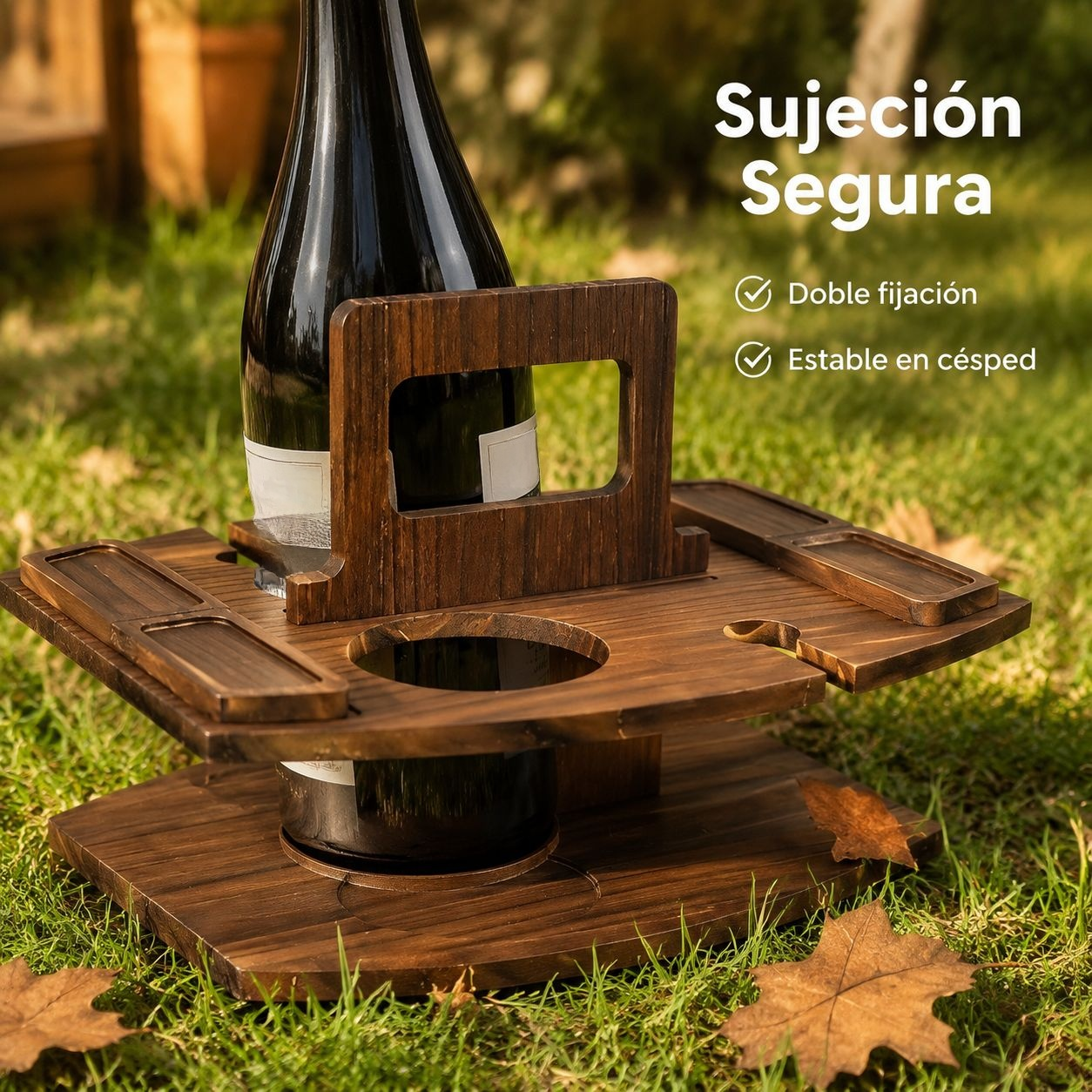Bandeja portátil multicapa de madera para bebidas y aperitivos