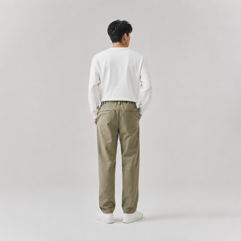 남성 심플 반밴딩 스포츠 캐주얼 팬츠