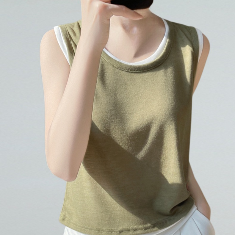 本物の2点セット・ラウンドネックキャミソールタンクトップ