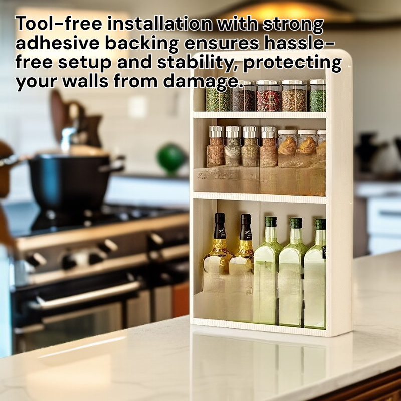 No-punch Wall-mounted Kitchen Seasoning Storage Box Multi-purpose Organizer