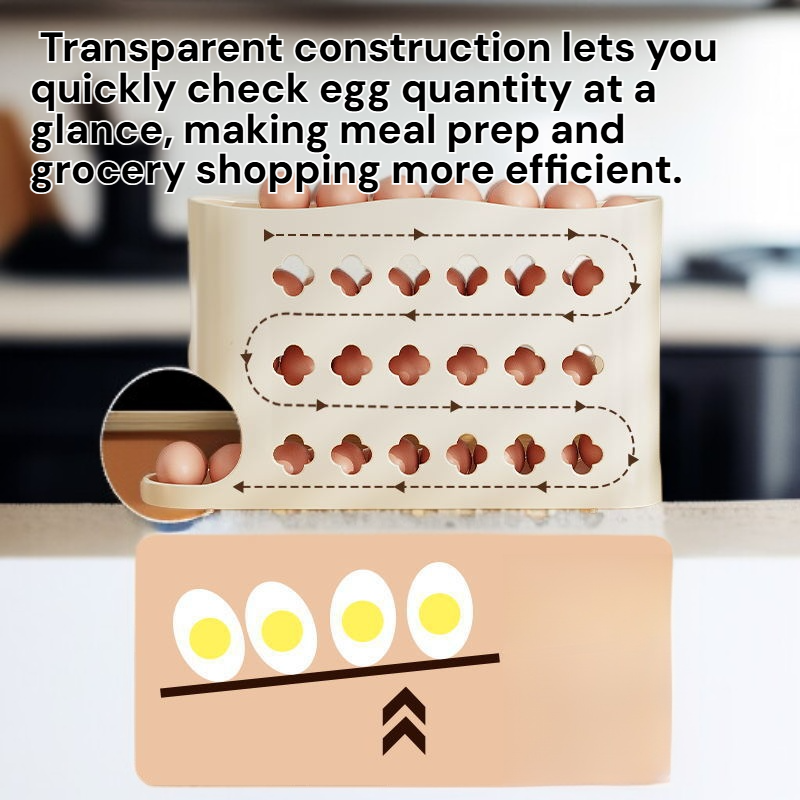 Side Door Egg Rack, Slanted Multi-layer Automatic Rolling Storage Box