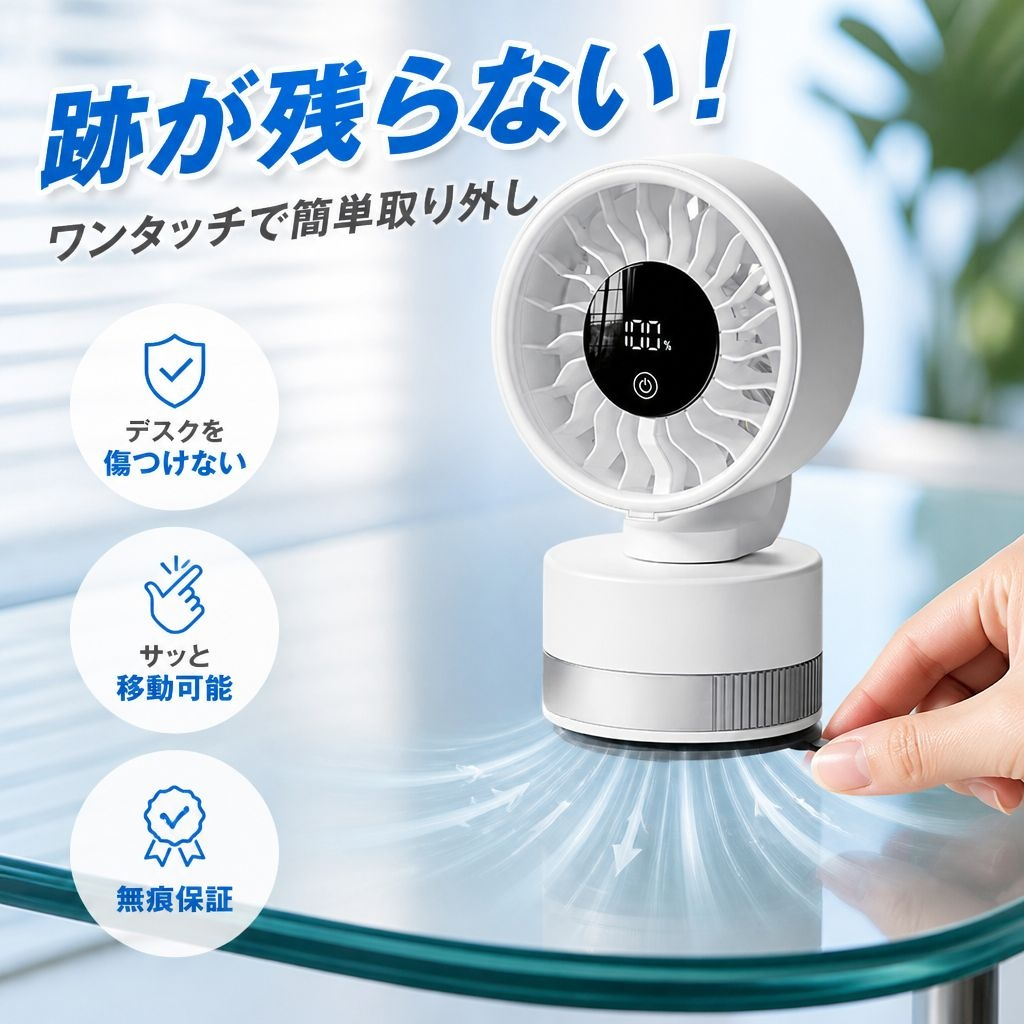 携帯用デスクトップ吸着扇風機