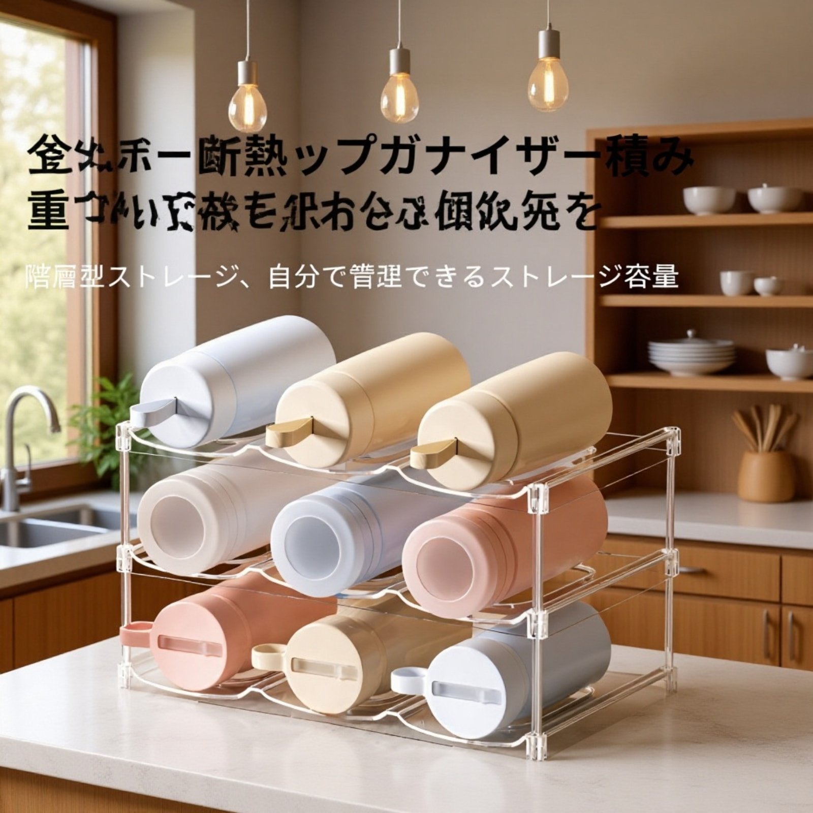 デスク用多層重ねカップ収納ラック