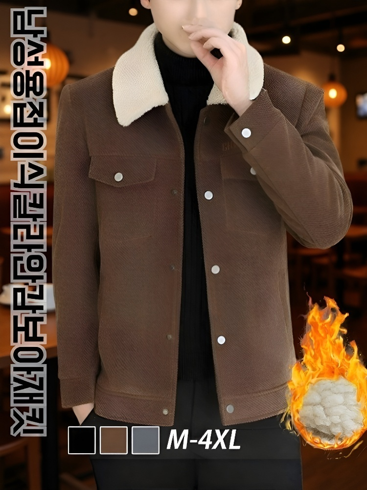 패션 긴팔 점퍼 기모 도톰 남성 코트 칼라 점퍼 패딩 청년 점퍼