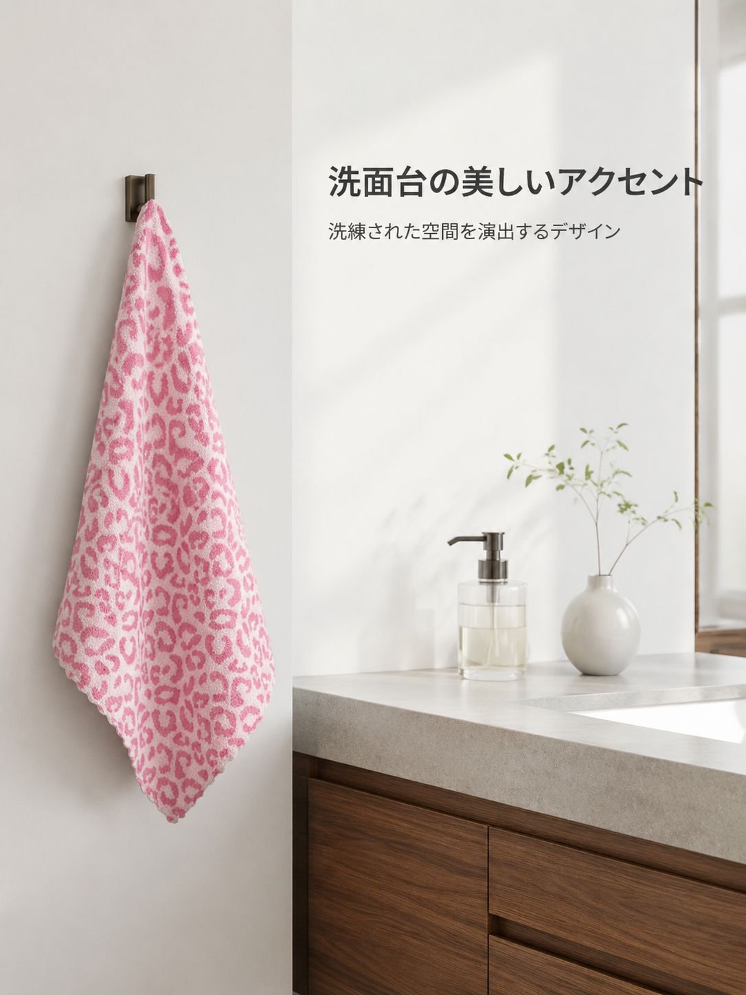 厚手レオパード柄吸水タオルの全体画像