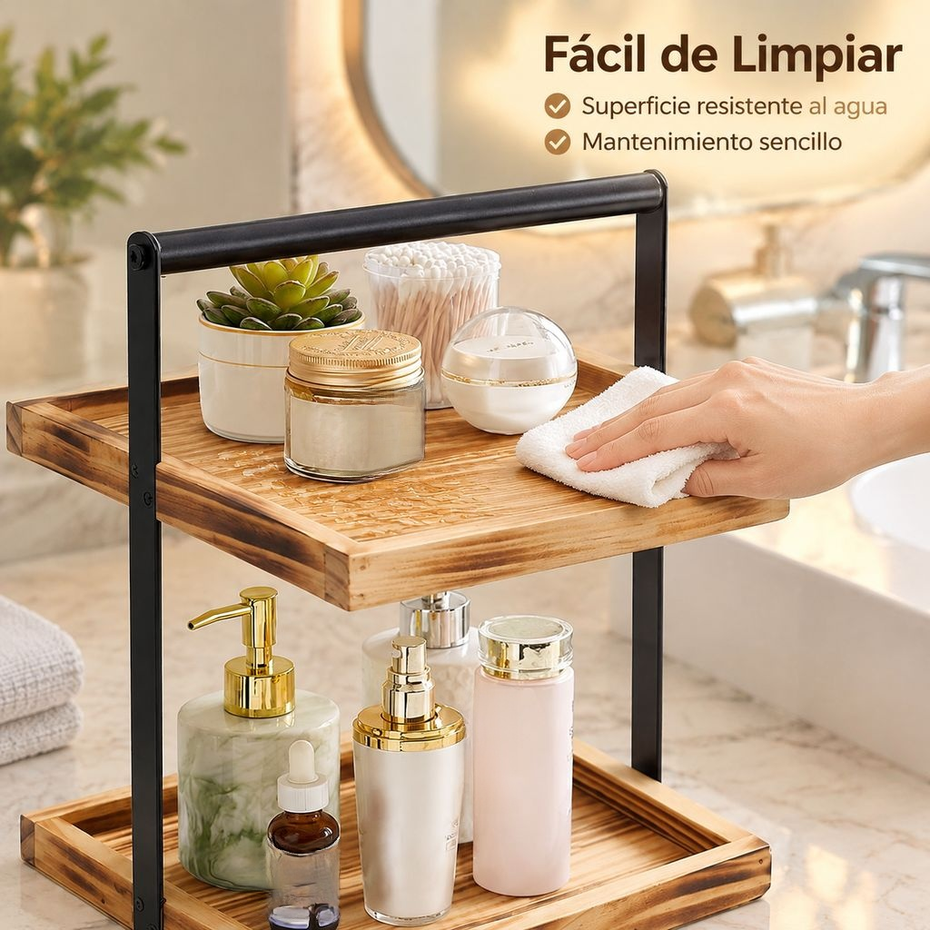 Estante organizador de baño de dos niveles