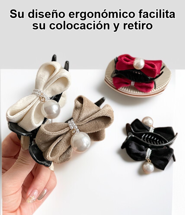 Pinza para el pelo con cola de caballo alta en uso