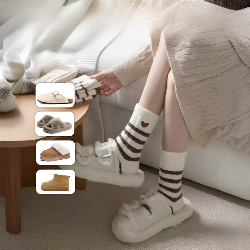 Double-sided Fleece Warm Mid-Calf Floor Socks