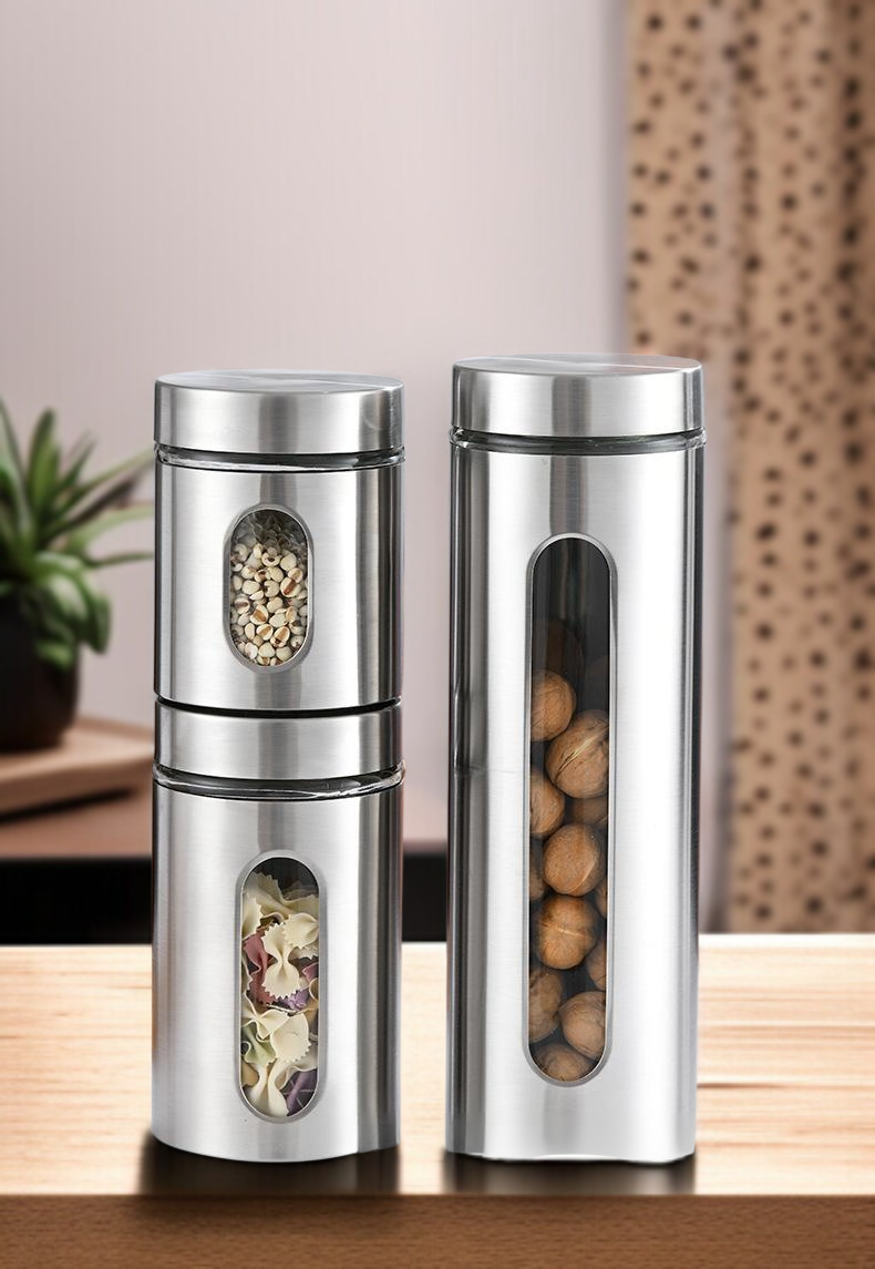 キッチン用ステンレス五穀雑穀収納タンクの全体写真