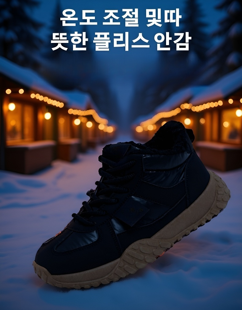 따뜻한 면화 기모 소재 여성 스니커즈 부츠 측면 이미지