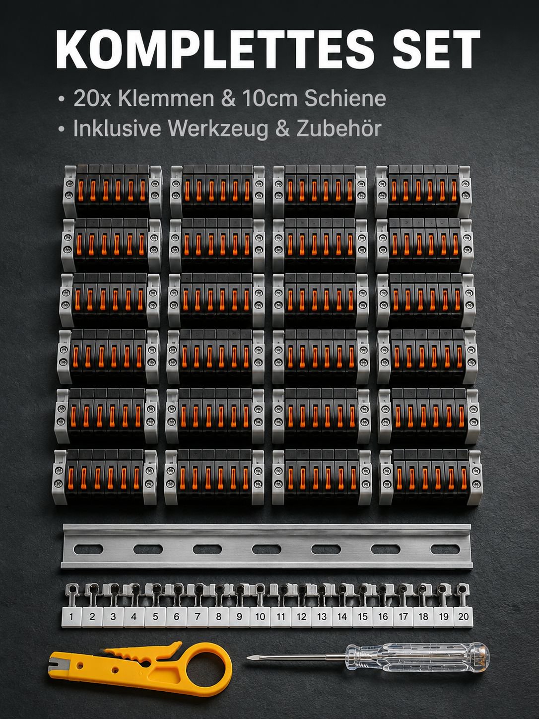 Seitenansicht des Druckanschluss-Verteilerblocks für Hutschiene