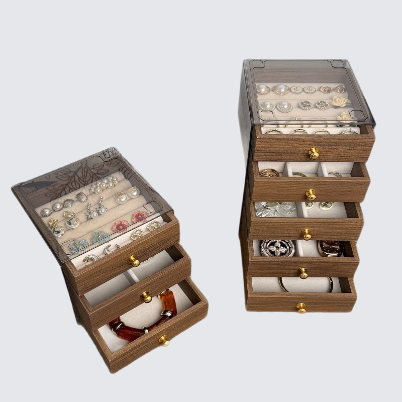  多層胡桃木飾品收納盒