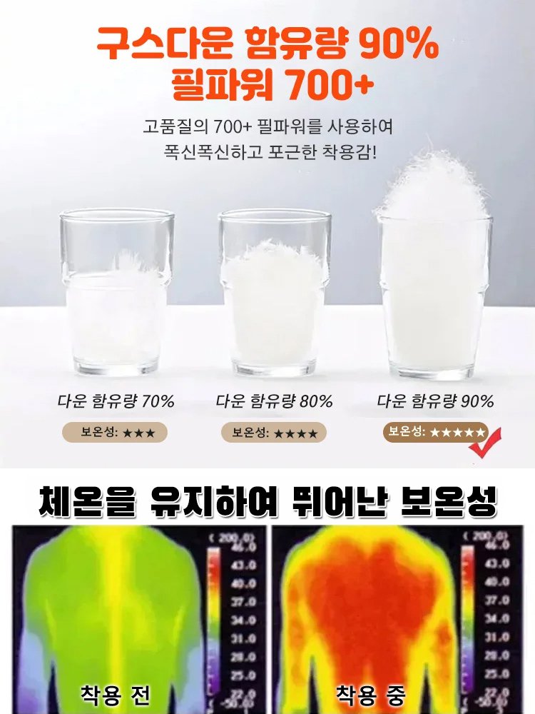【커플용 동일 모델】두꺼운 레이어드 스타일 후드 다운 재킷