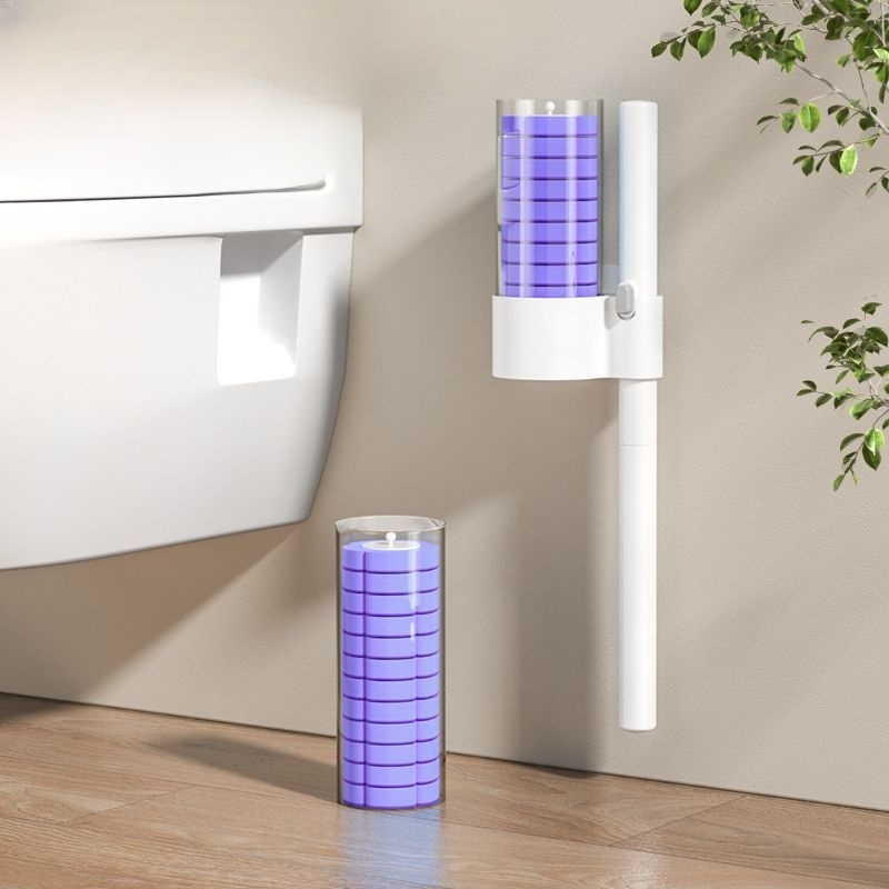 Portable disposable toilet brush