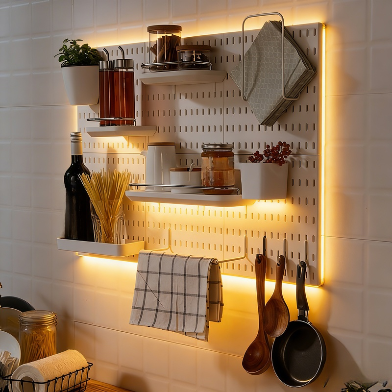 廚房牆面壁掛收納架，免打孔白色組合置物架