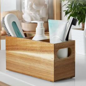 木製デスクトップコンパートメント収納ボックスシンプルなキッチン食器収納ボックスポータブル雑貨収納ボックス