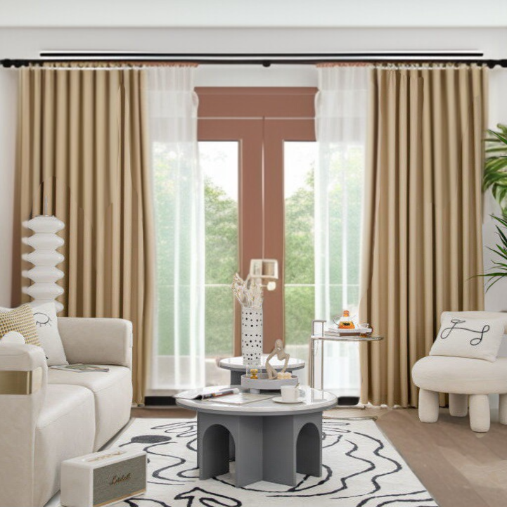 リビングルーム ふくらんだ窓 寝室 遮光カーテン 完全遮光フック 遮光生地カーテン 遮光カーテン生地セット