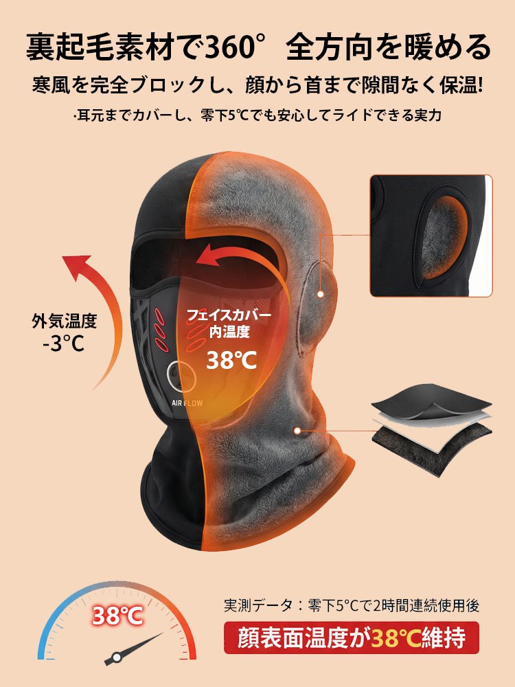 サイクリング用防寒・霧よけフェイスカバー
