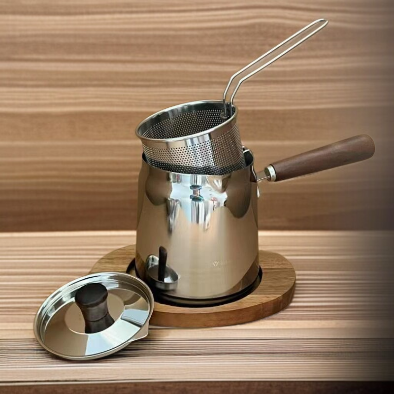 Petite poêle profonde en acier inoxydable 304, adaptée à l’induction et à la cuisson du tempura