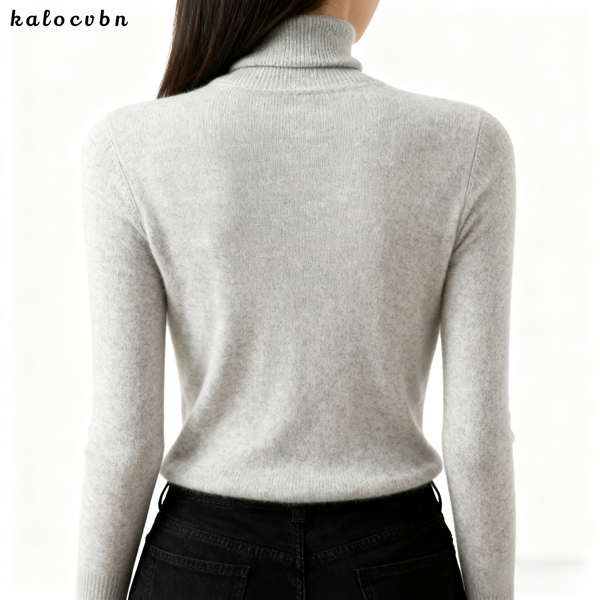 슬림핏 솔리드 컬러 터틀넥 니트 스웨터