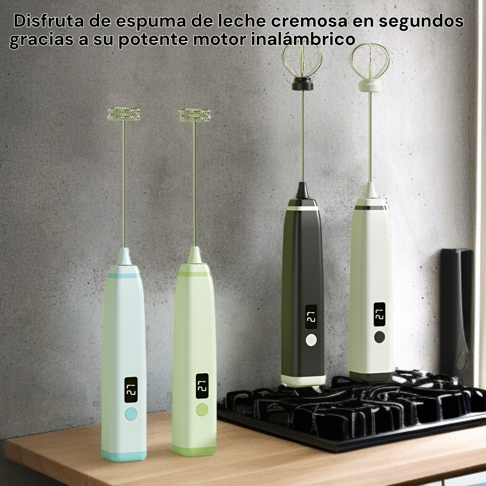 Espumador de leche inalámbrico multifuncional para leche, café y repostería