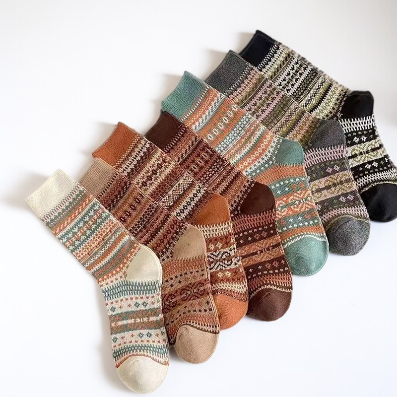 여성 빈티지 프린트 미디엄 스타킹