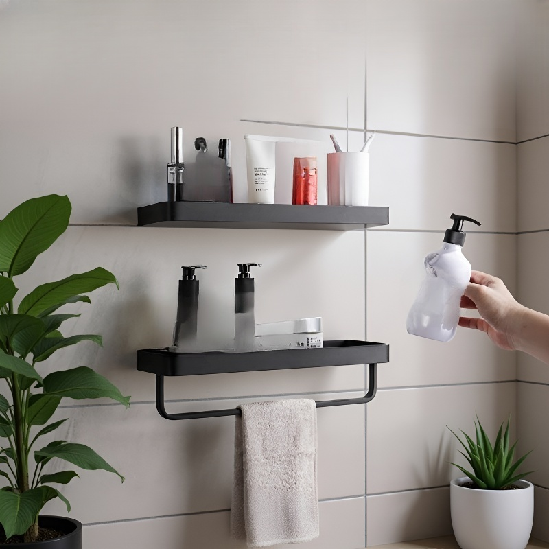 Badezimmer Glas Waschtisch ohne Loch mit Spiegel und Aluminiumlegierung Aufbewahrungsregal