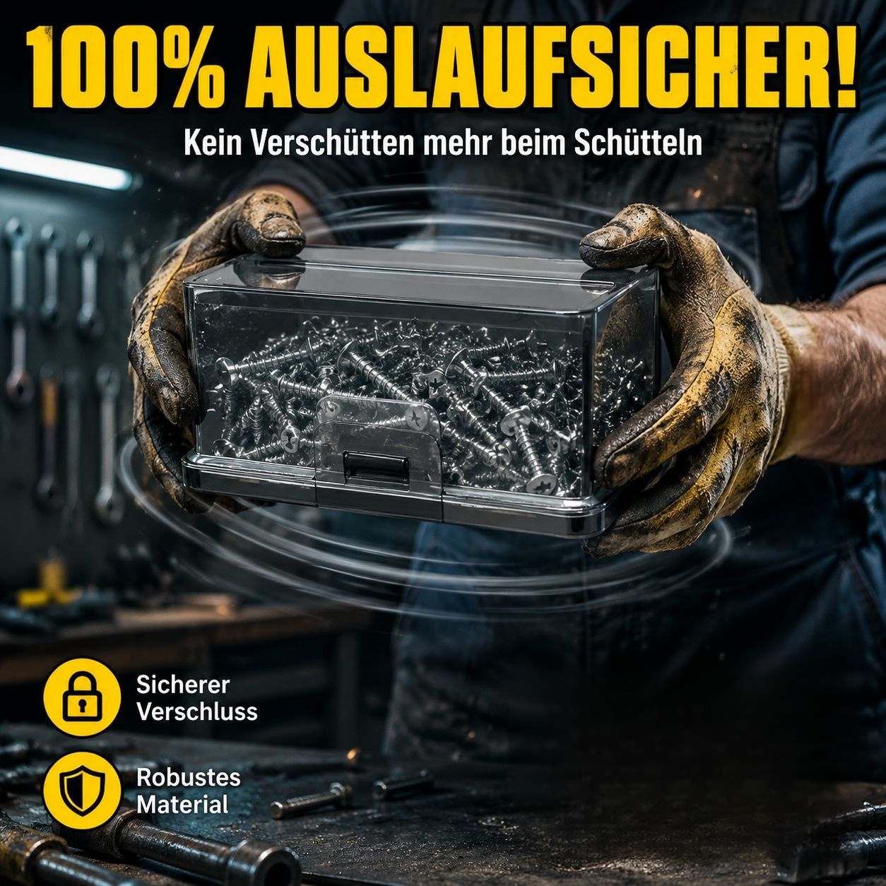Multifunktionales Teile-Aufbewahrungsset mit Deckel, Werkzeugbox, stapelbar und nestbar