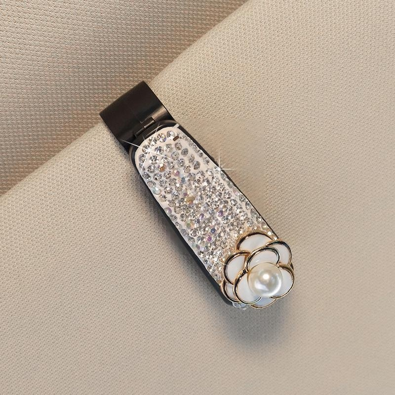 Car sunglasses clip, multi-functional car sunglasses holder, cute rhinestone-studded car sun visor c