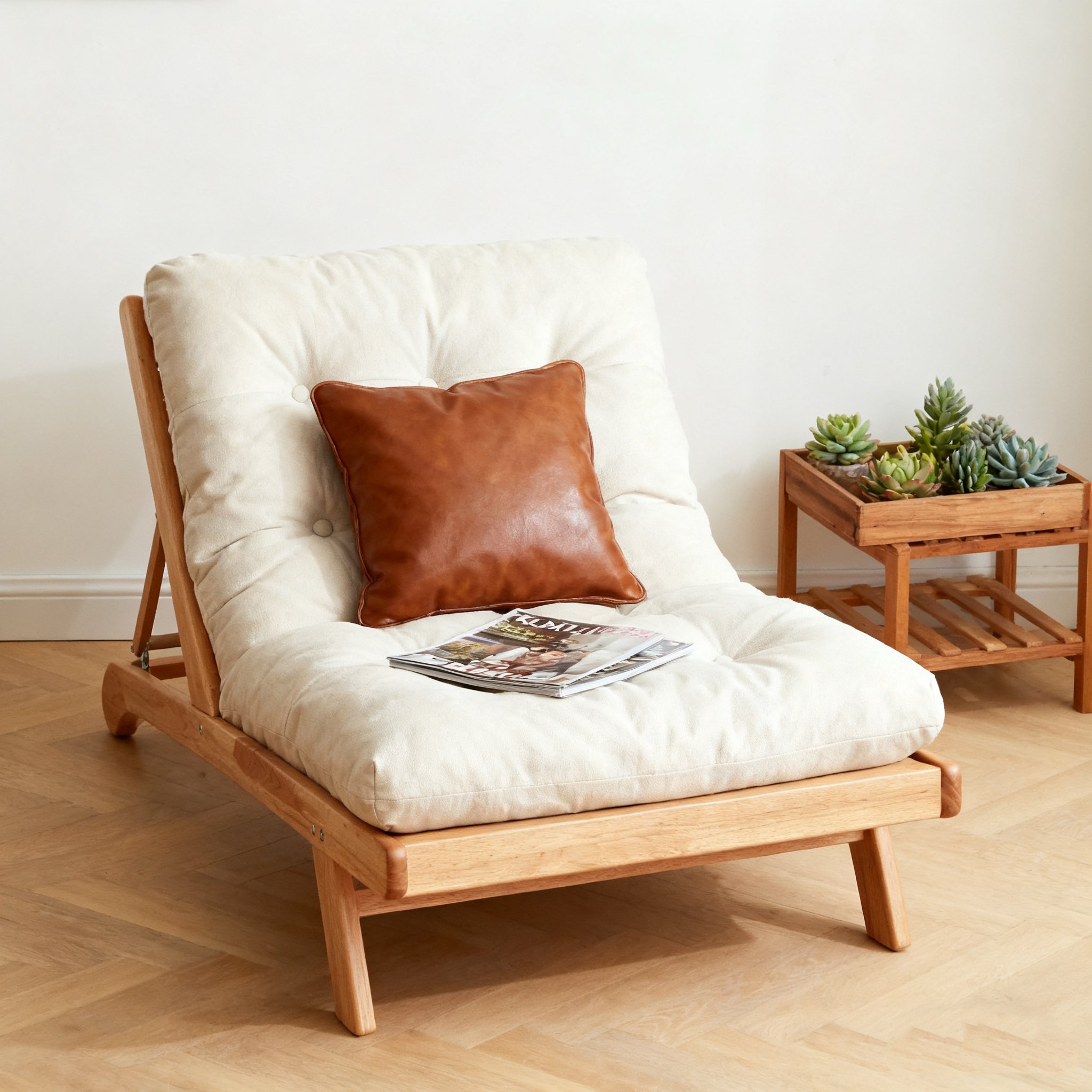 リビングに置かれたナチュラルなレイジーソファ