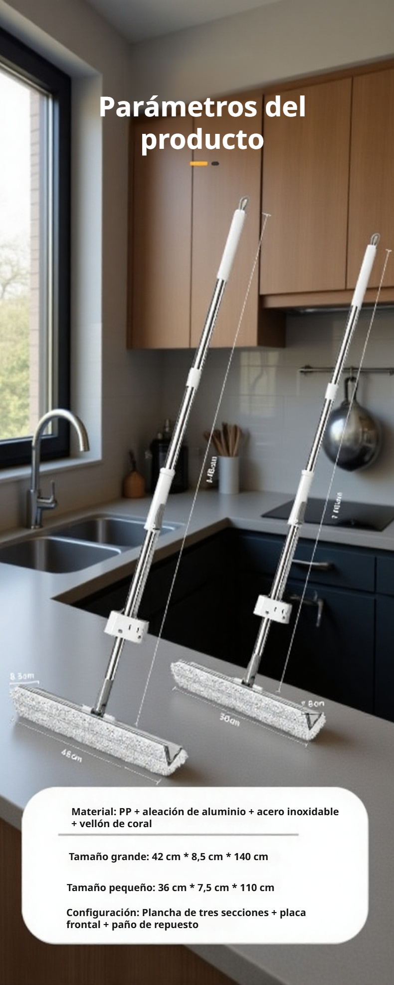 Mopa de doble cara para limpieza profunda