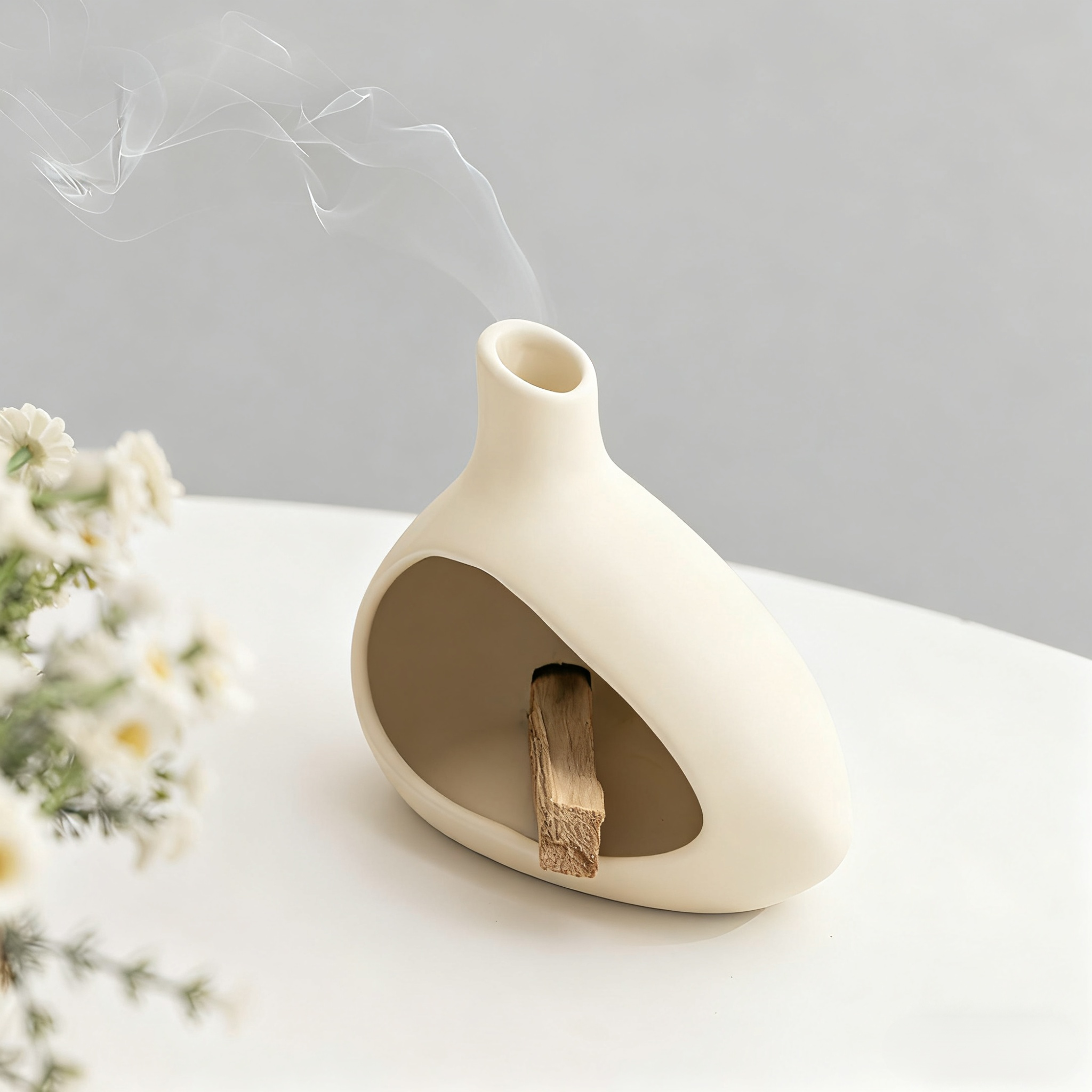 手作り陶器のお香立てと煙突付き灰皿