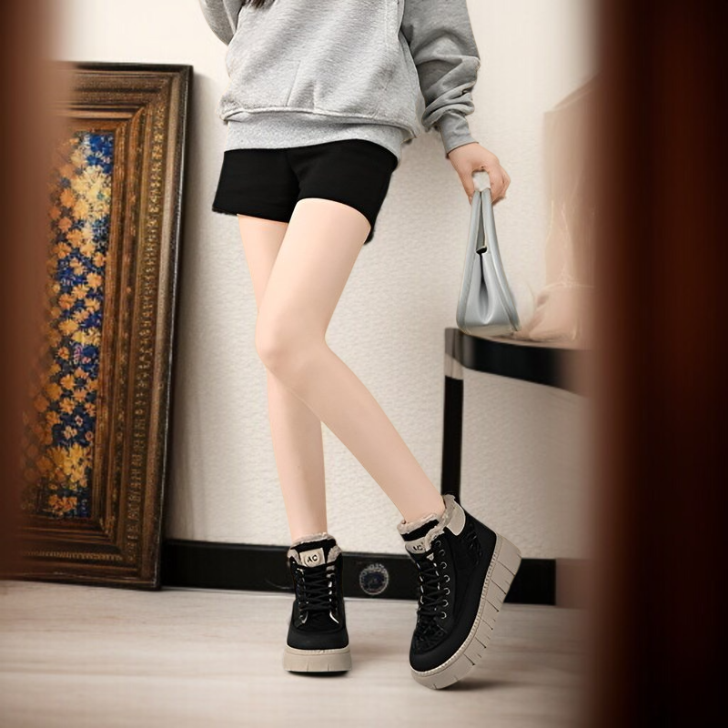 여성 겨울 도톰한 면화 앵클부츠 여성 통굽 캐주얼화 기모 겨울 캐주얼화