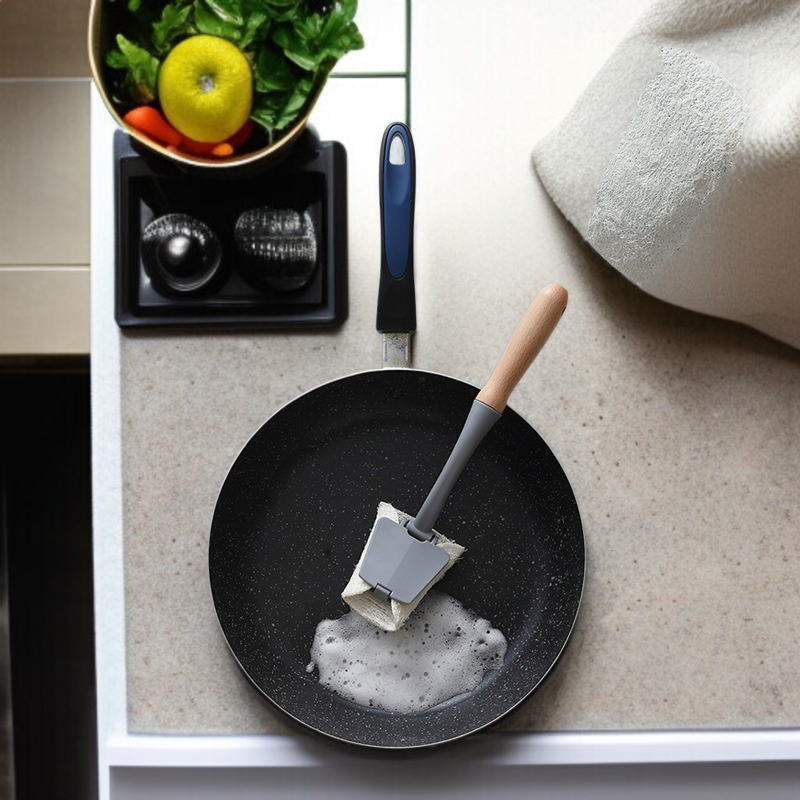 롱 우드 냄비 브러쉬 기름 묻히지 않는 그릇 브러쉬 수세미락 롱 냄비 브러쉬 손잡이 우드 기름 묻히지 않는 그릇 브러쉬