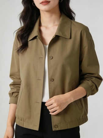 Taillierte Feldjacke mit Reverskragen in Khakigrün