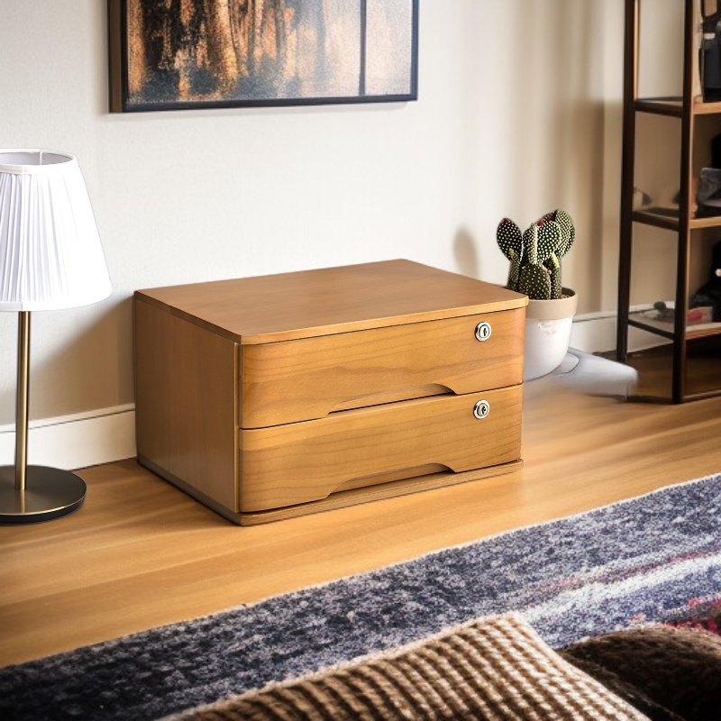 引き出し式木製オフィス雑貨収納キャビネット