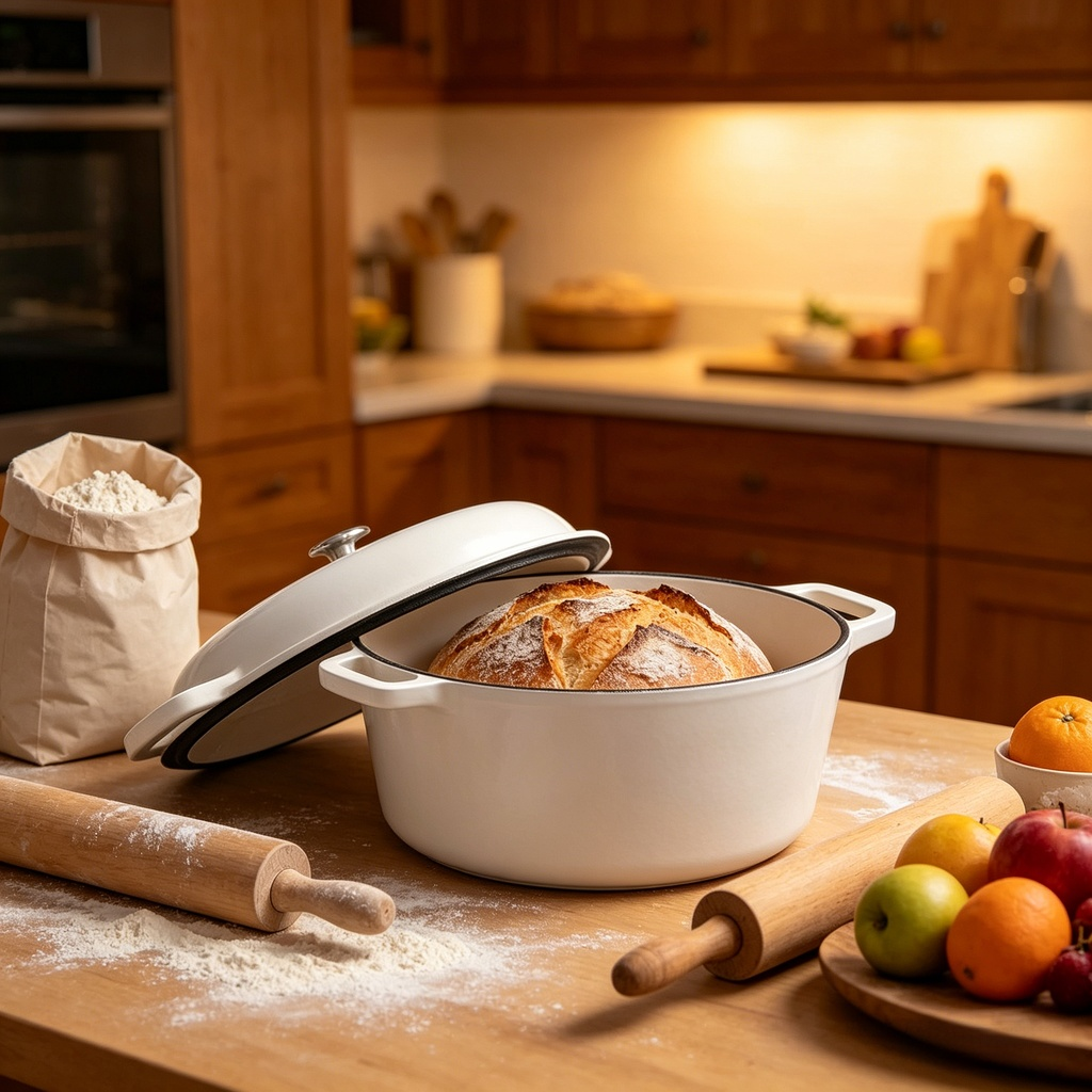 두꺼운 레드 주철 에나멜 양손 베이킹 냄비