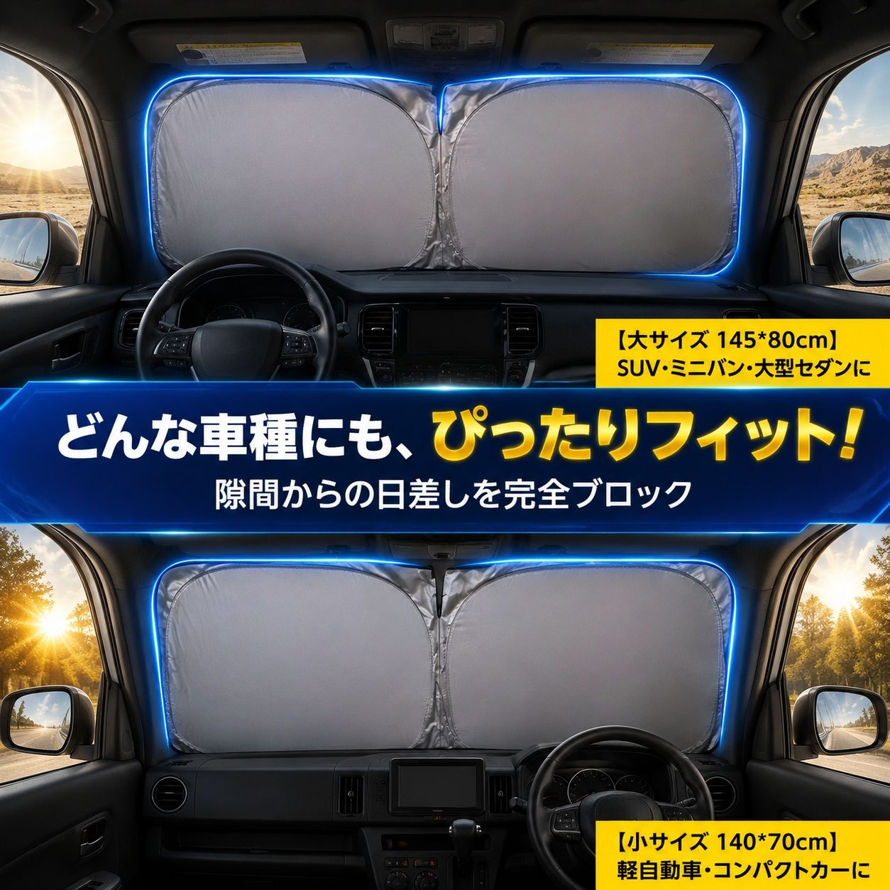 車内サンシェード レーザー菱形断熱日除け フロント用