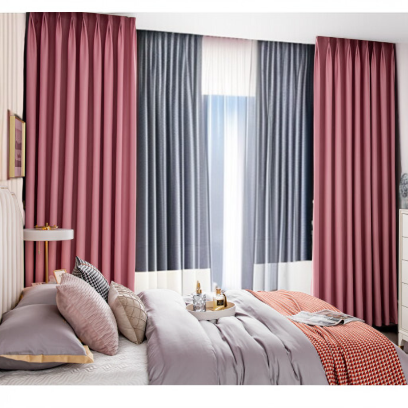 リビングルーム ふくらんだ窓 寝室 遮光カーテン 完全遮光フック 遮光生地カーテン 遮光カーテン生地セット