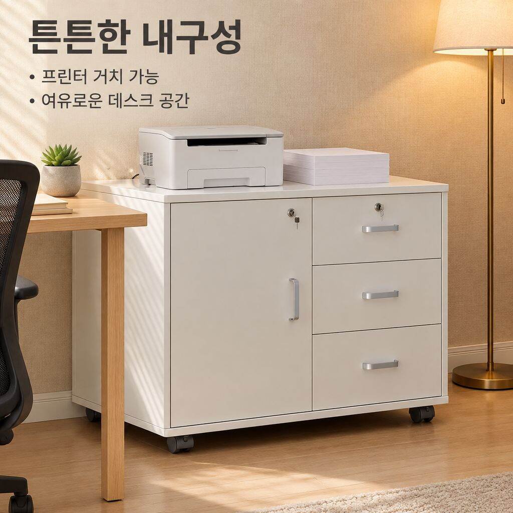 잠금 서랍 바퀴 프린터 수납장 사무실 책상 아래 서류 캐비닛