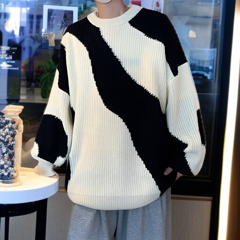 セーター男性長袖ニットカジュアルプルオーバー丸首ゆるいセーター