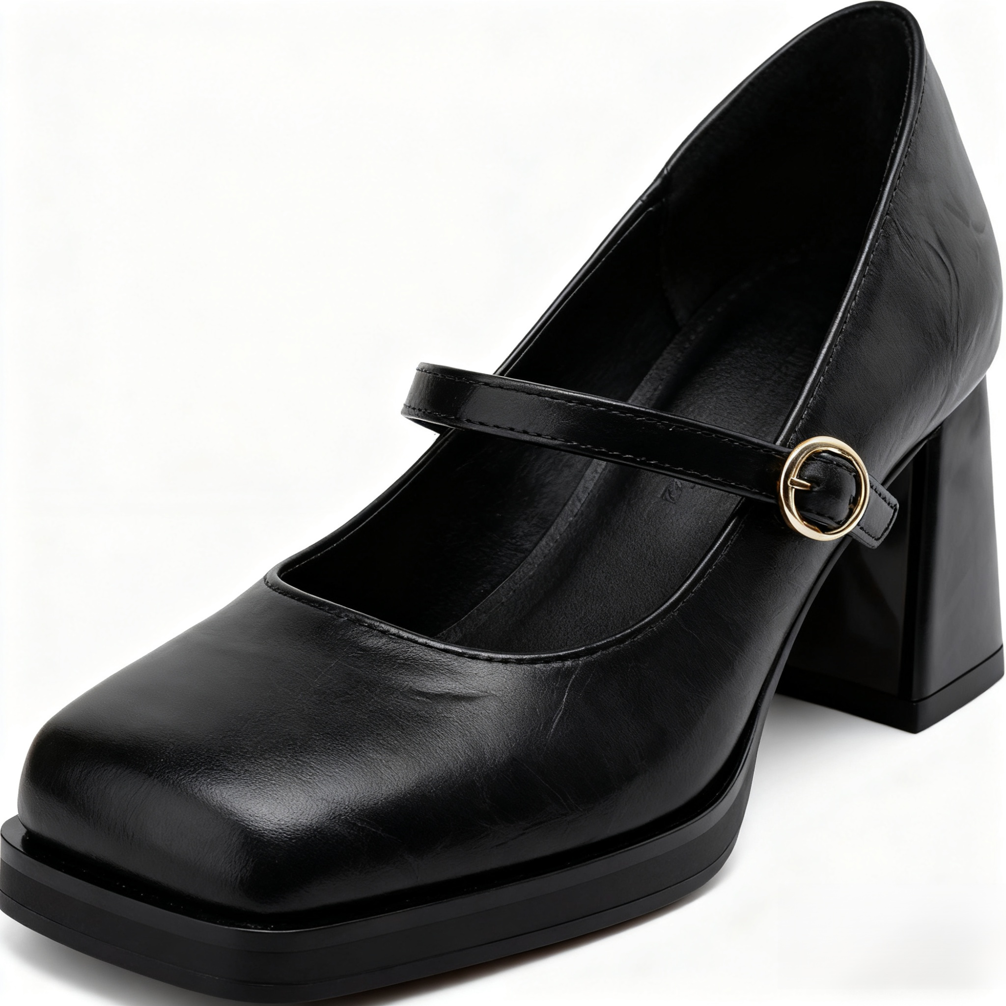 여성용 라운드 투 싱글 슈즈, 캐주얼 솔리드 컬러, 두꺼운 밑창