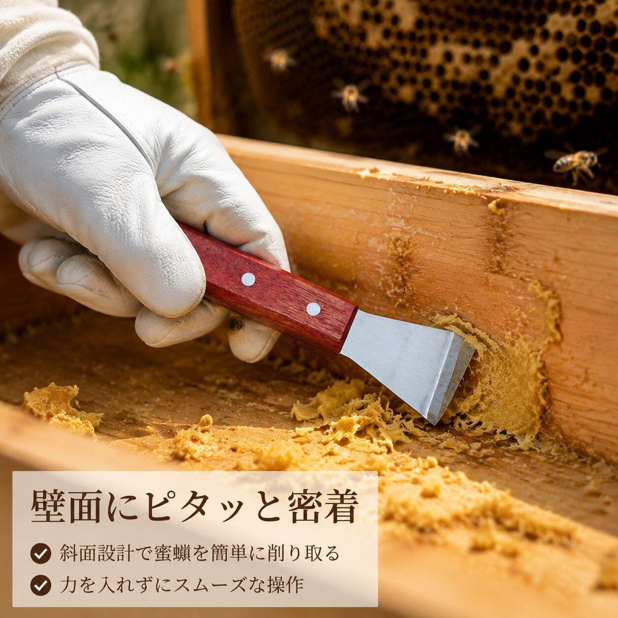 ステンレス蜂箱修理スパナ 木製ハンドル養蜂工具
