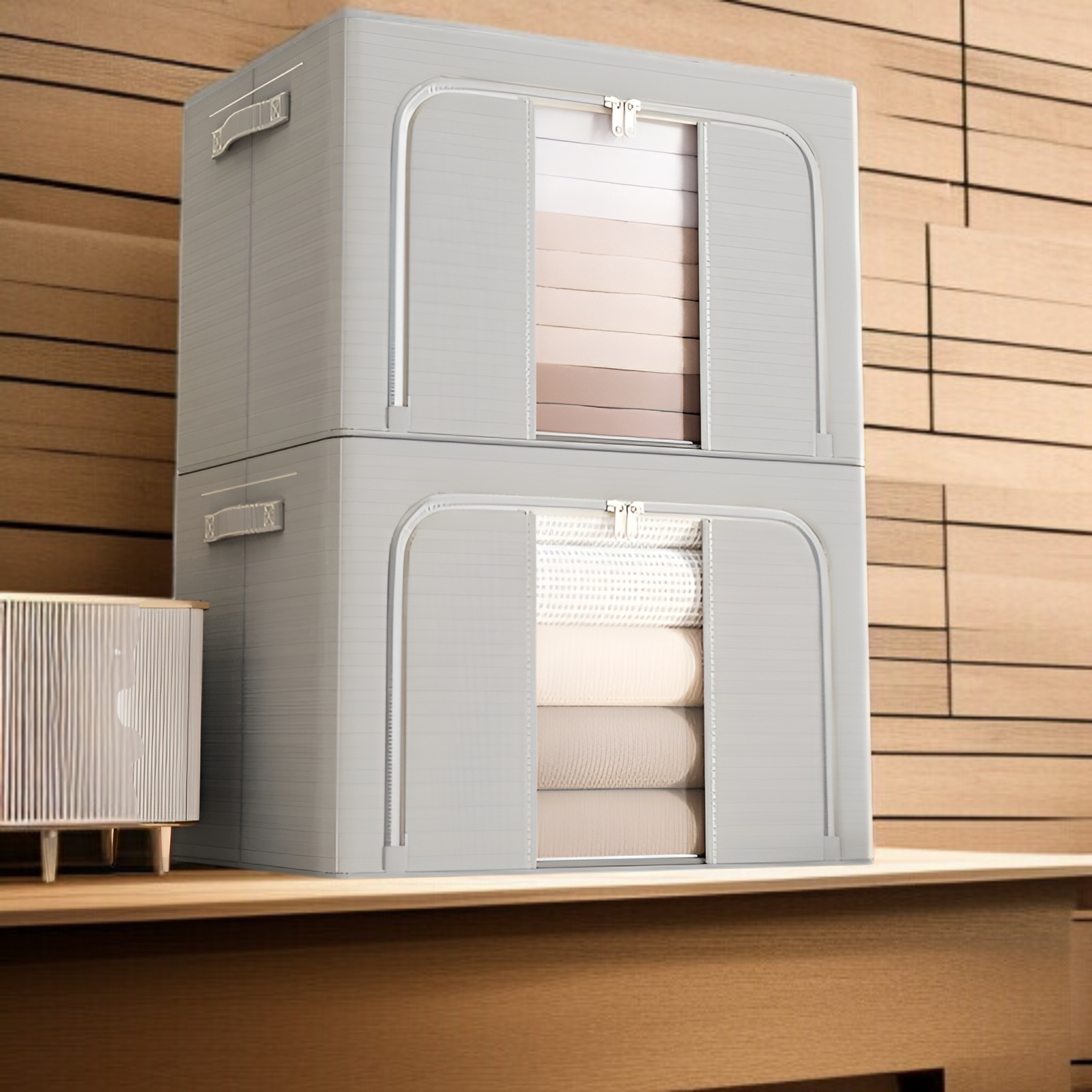 収納ボックス 家庭用ワードローブ 衣類収納ボックス オックスフォード布 衣類折りたたみ収納バッグ 大容量 キルト収納キャビネット