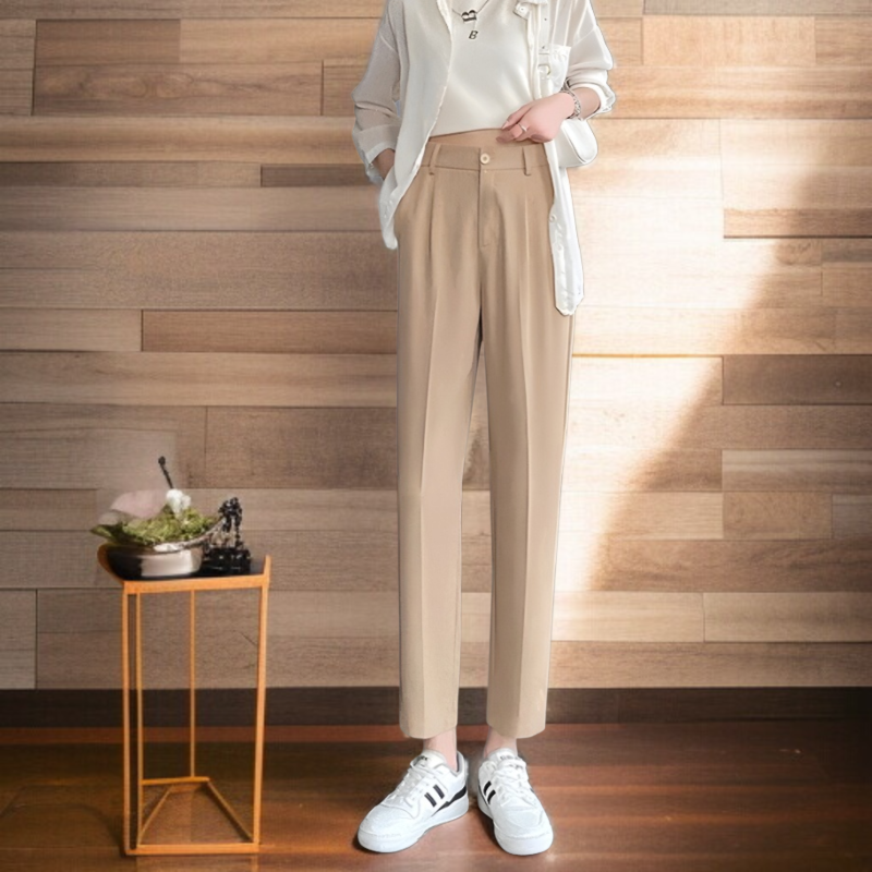 살구 와이드 팬츠 여 와이드 슬림 슬랙스 여름 하이웨스트 캐주얼 팬츠 처짐 봄 가을 와이드 팬츠