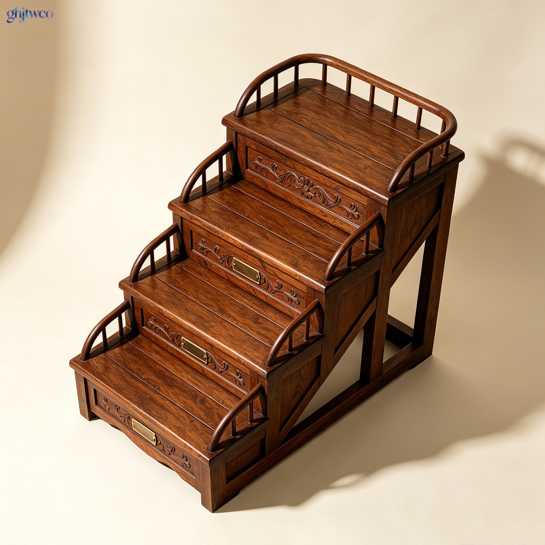 Solid wood floor flower pot stand with potted plants