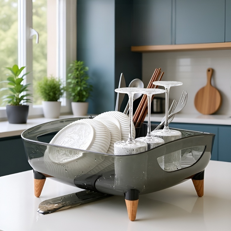 일본식 다용도 그릇선반 플라스틱 수납함 싱크대 수납선반 물빠짐 그릇선반 파티션 수납 그릇 접시 그릇 바구니