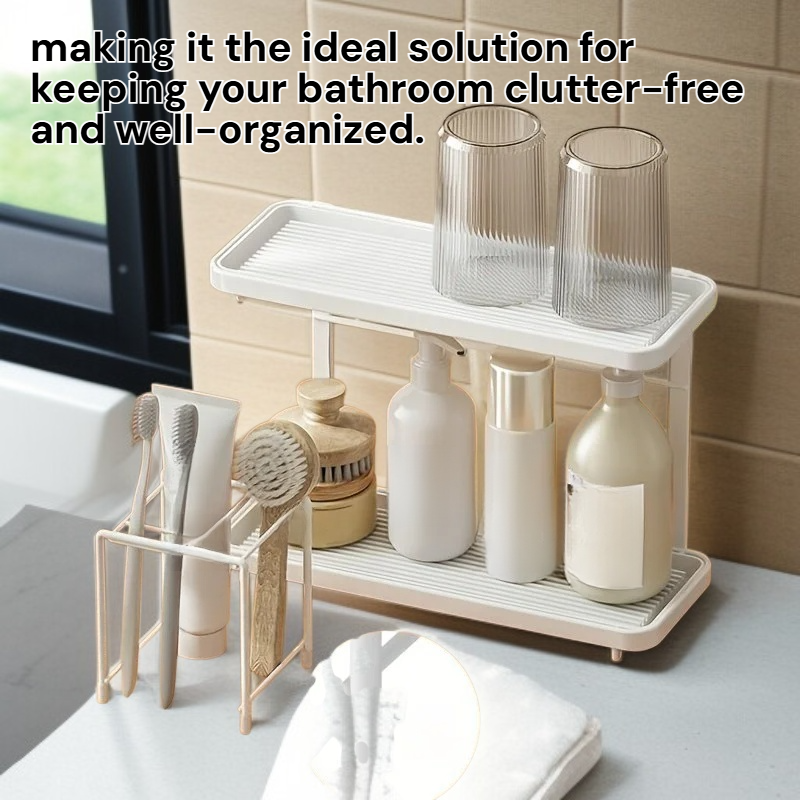 Double-Layer Bathroom Rack, Organizer for Toothbrushes and Bath Supplies