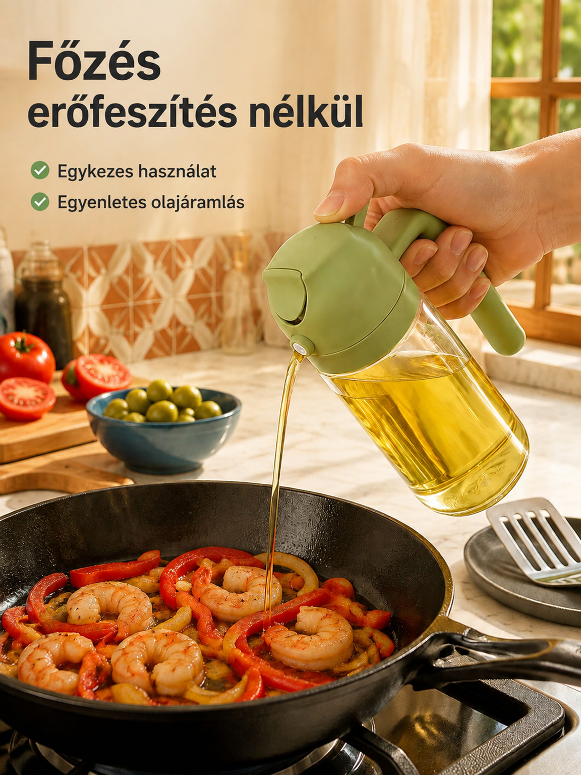 Konyhai üveg olajkiöntő